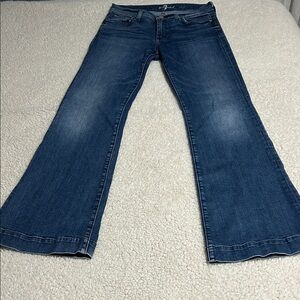 7 For All Mankind Medium Blue Wide Leg Jeans